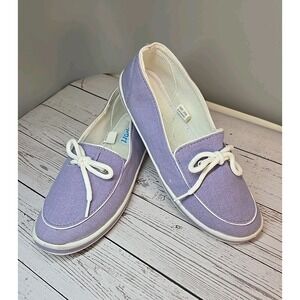 Classique Sport Shoes Womens 8.5 W Slip On Loafers Purple Fabric Comfort Low